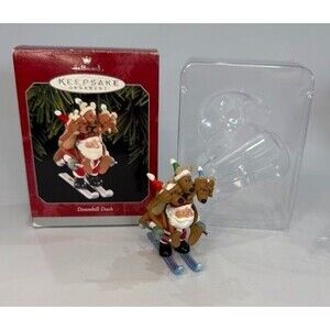 Hallmark Keepsake Ornament Downhill Dash Santa Reindeer Skiing w Box 1998